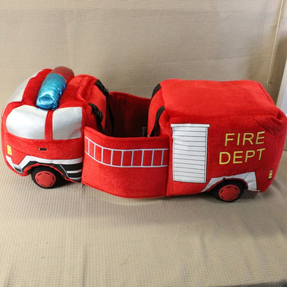 I Want To Be Fire Truck Plush Ride-In Costume Kids One Size Red Fireman Preppy